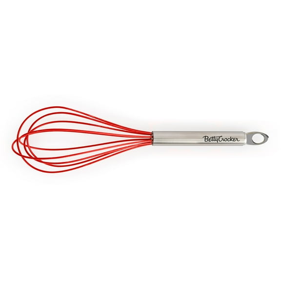 Betty CrockerSilicone Coated 10 Inch Whisk, Red/Stainless Steel