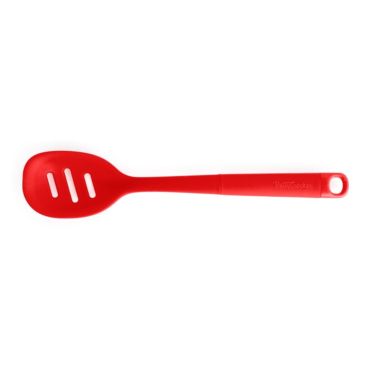 Red Silicone 13-Inch Slotted Spoon with Ergonomic Handle