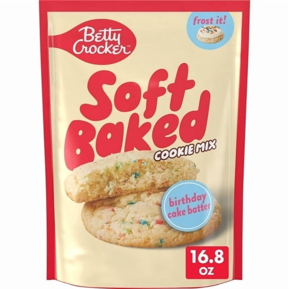 Betty Crocker Soft Baked Cookie Mix, Birthday Cake Batter Flavored, 16.8 oz - 4 pack