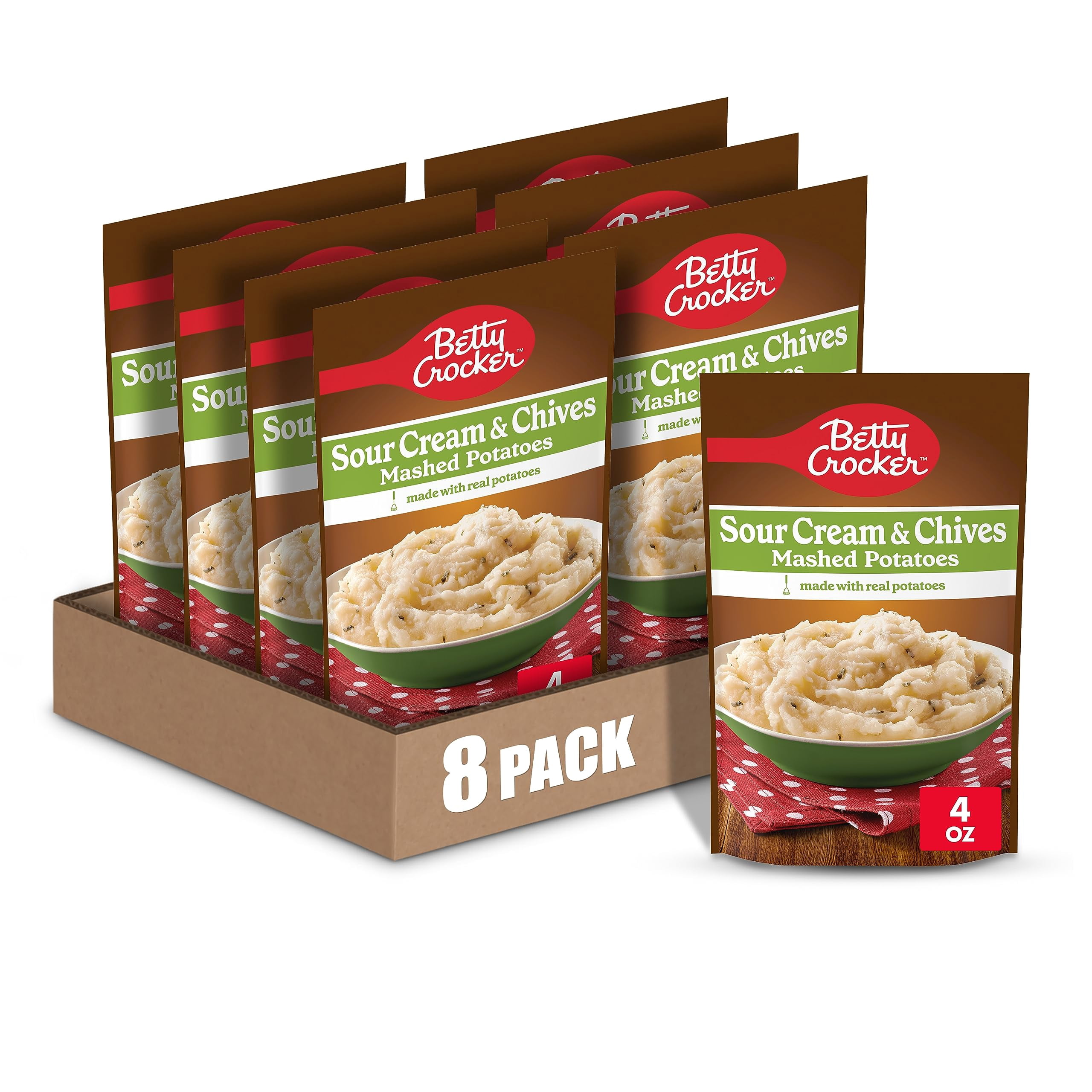 Betty Crocker Sour Cream & Chives Mashed Potatoes, 4 Oz. (Pack Of 8