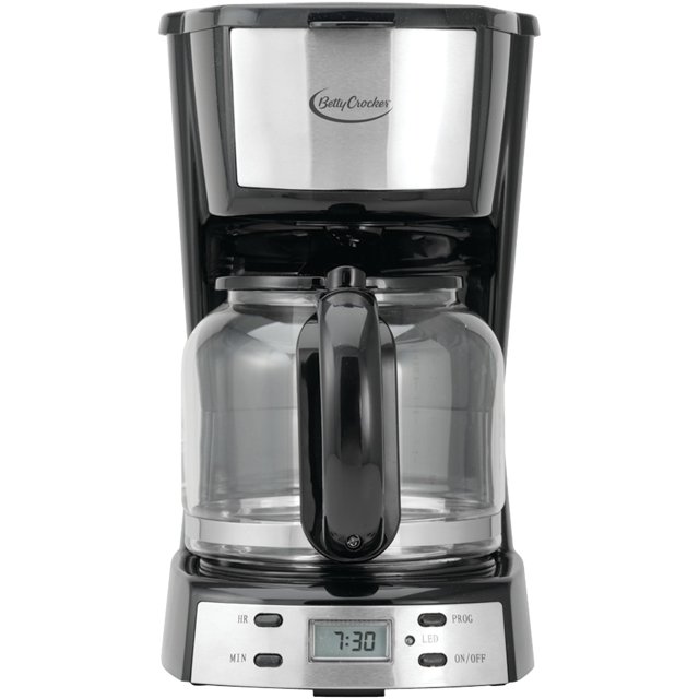 Betty Crocker Stainless Steel 12 Cup Drip Coffee Maker with Filter
