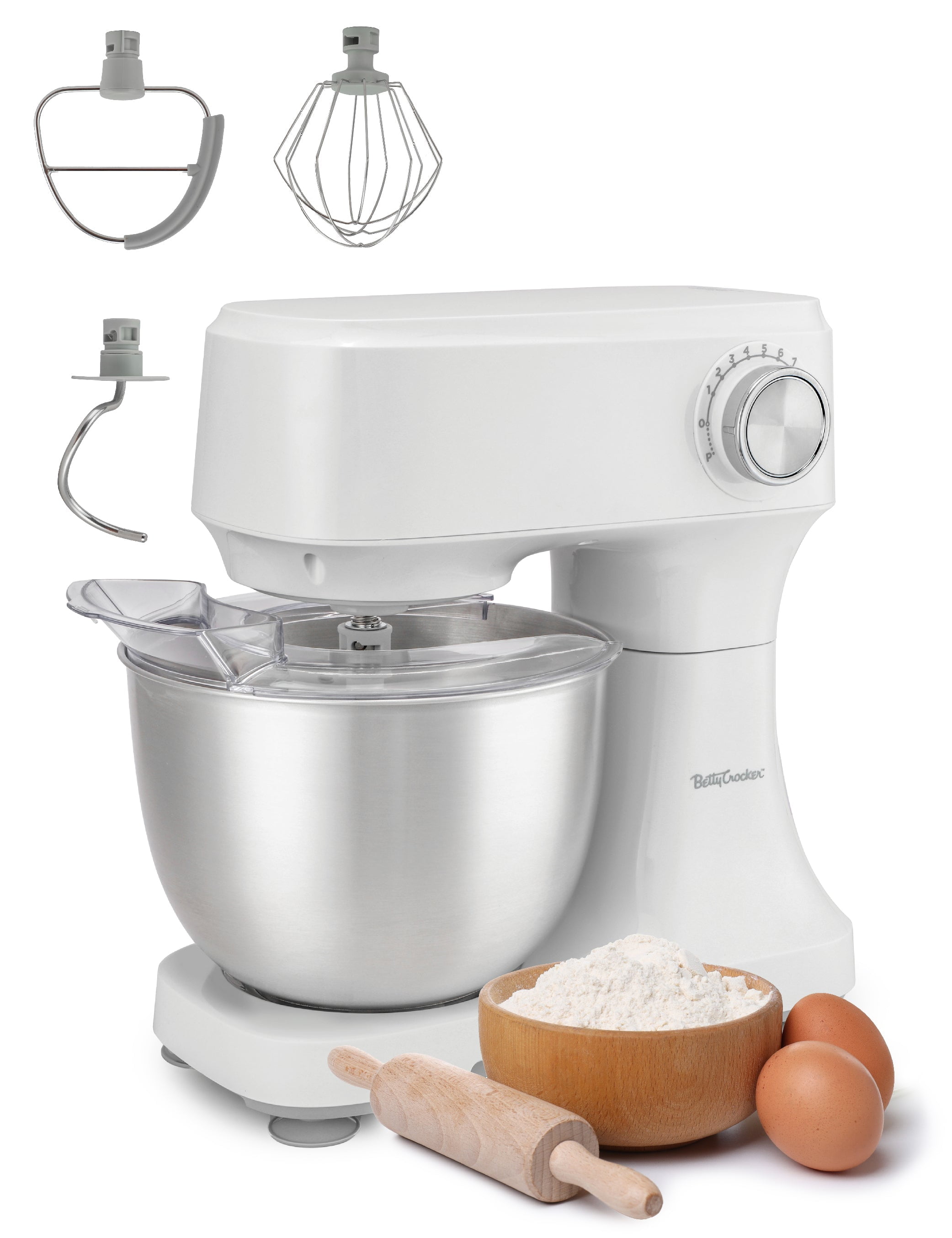 White 3.7-Qt Electric Stand Mixer with 10 Speeds