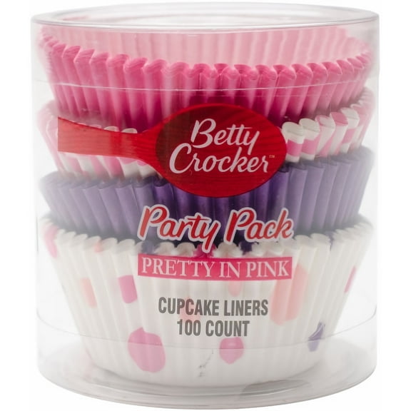 Betty Crocker Party Pack Cupcake Liners, Pretty in Pink (Pack of 8)