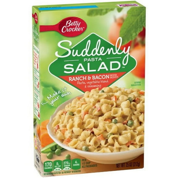 Betty Crocker Suddenly Salad Pasta Kit Ranch & Bacon 7.5 oz (Pack of 3)