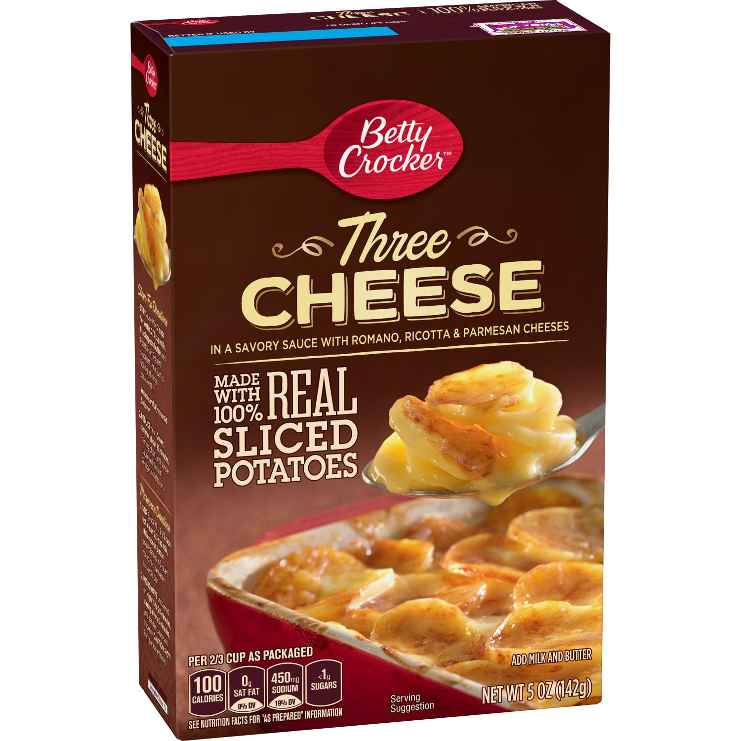 Betty Crocker Three Cheese Potatoes, Made with Real Cheese, 5 oz (Pack of 3)