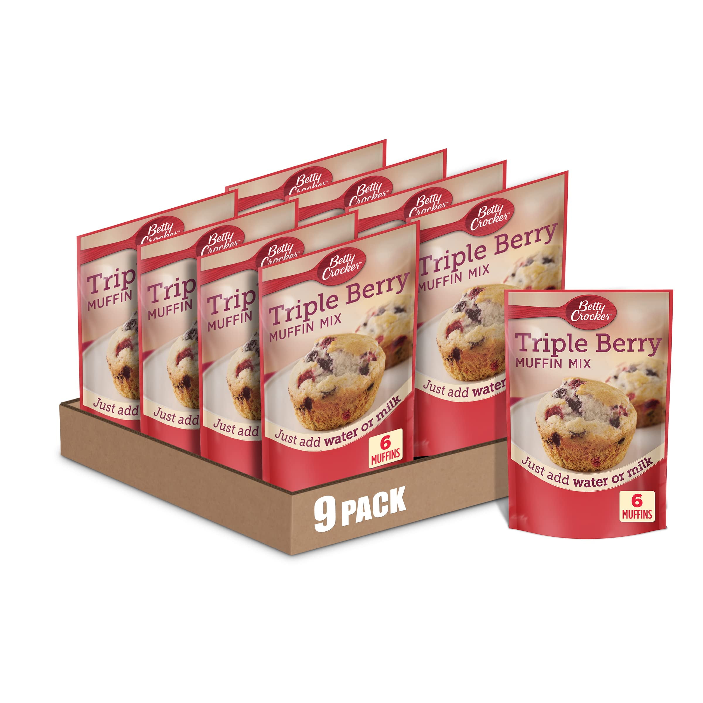 Betty Crocker Triple Berry BDF32 Muffin Mix, 6.5 oz. (Pack of 9)