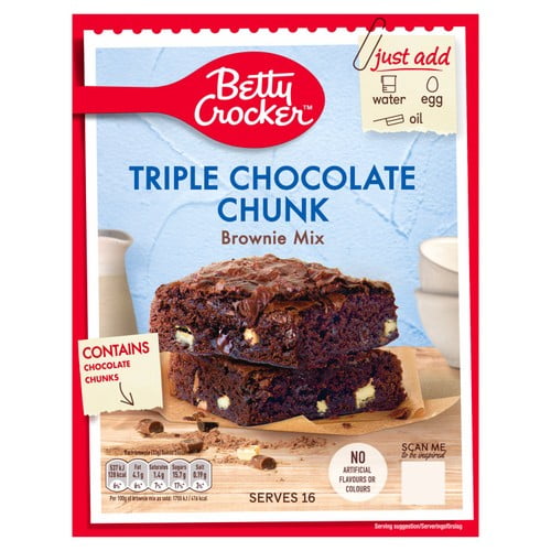 Betty Crocker Triple Chocolate Chunk Brownie Mix 415g, British Import (Pack of 2)