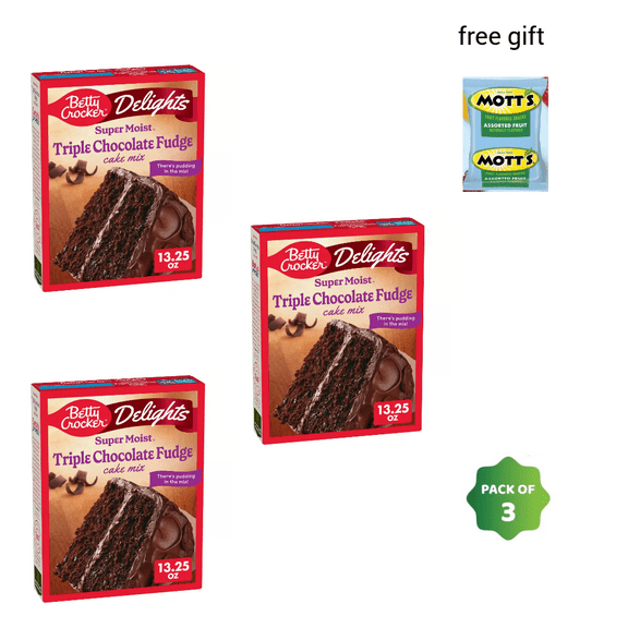 Betty Crocker Triple Chocolate Fudge Super Moist Cake Mix - 13.25oz PACK OF 3