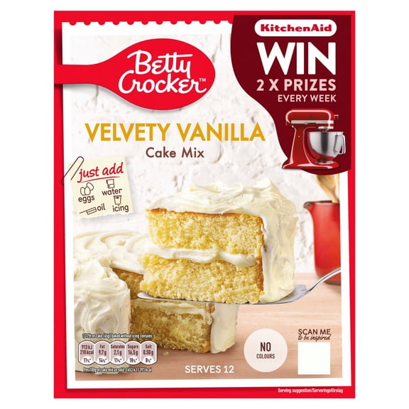Betty Crocker Velvety Vanilla Cake Mix 425G, Imported from Britain