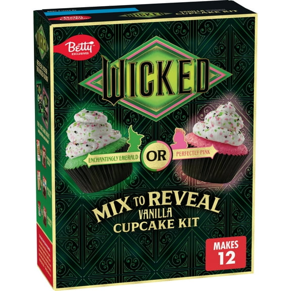 Betty Crocker Wicked For Good Vanilla Cupcake Kit, Color Changing, 12 Cupcakes, 11.4 oz