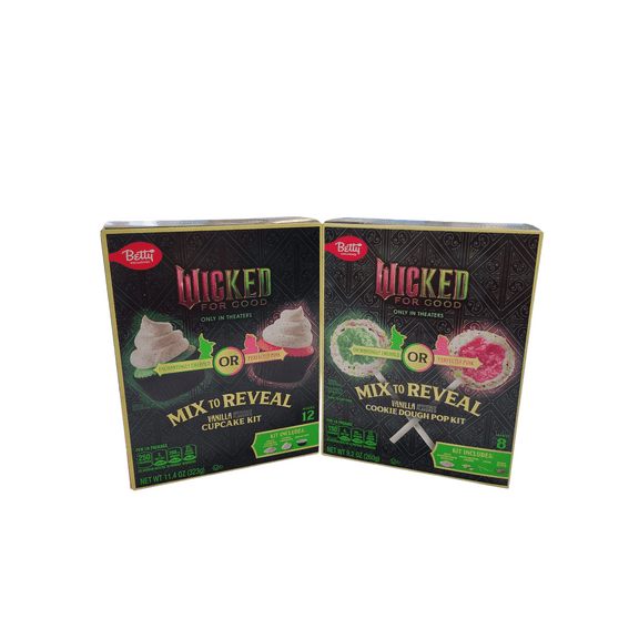 Betty Crocker Wicked For Good Mix to Reveal Vanilla 11.4 oz Cupcake Kit and Mix to Reveal Vanilla Cookie Dough Pop 9.2 oz Kit