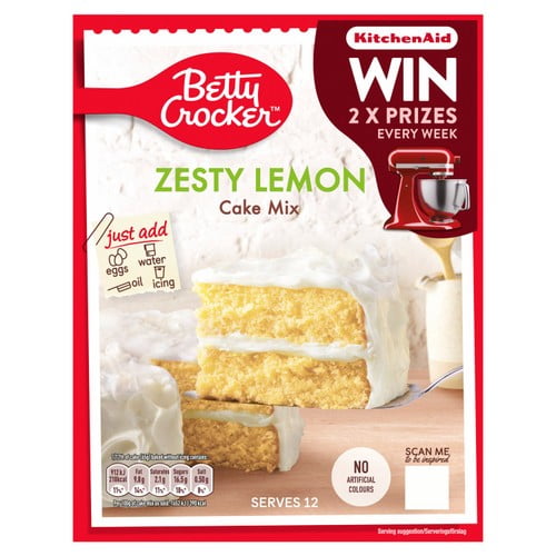 Betty Crocker Zesty Lemon Cake Mix 425g, British Import (Pack of 2)