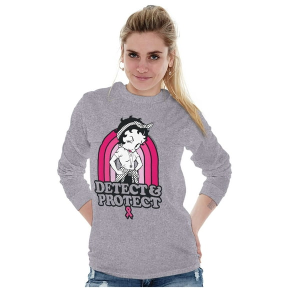 Betty Detect Protect Breast Cancer Women Plus Size Long Sleeve Tee Brisco Brands 3X