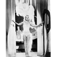 thumbnail image 1 of Betty Grable Posed with Hands Raised Up in Fur Headdress in White Sexy Strap Dress with Fur Bottoms Photo Print (8 x 10), 1 of 1