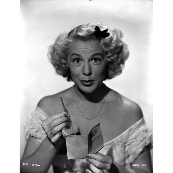 Betty Hutton on an Off Shoulder Dress and Holding a Paper Photo Print (8 x 10)