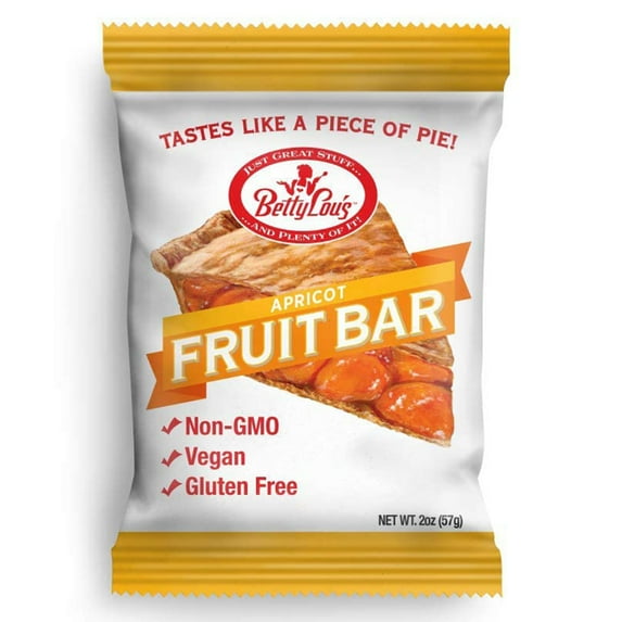 Betty Lou's Apricot Fruit Bars, Vegan, Gluten Free, Healthy Snacks 12 Ct.
