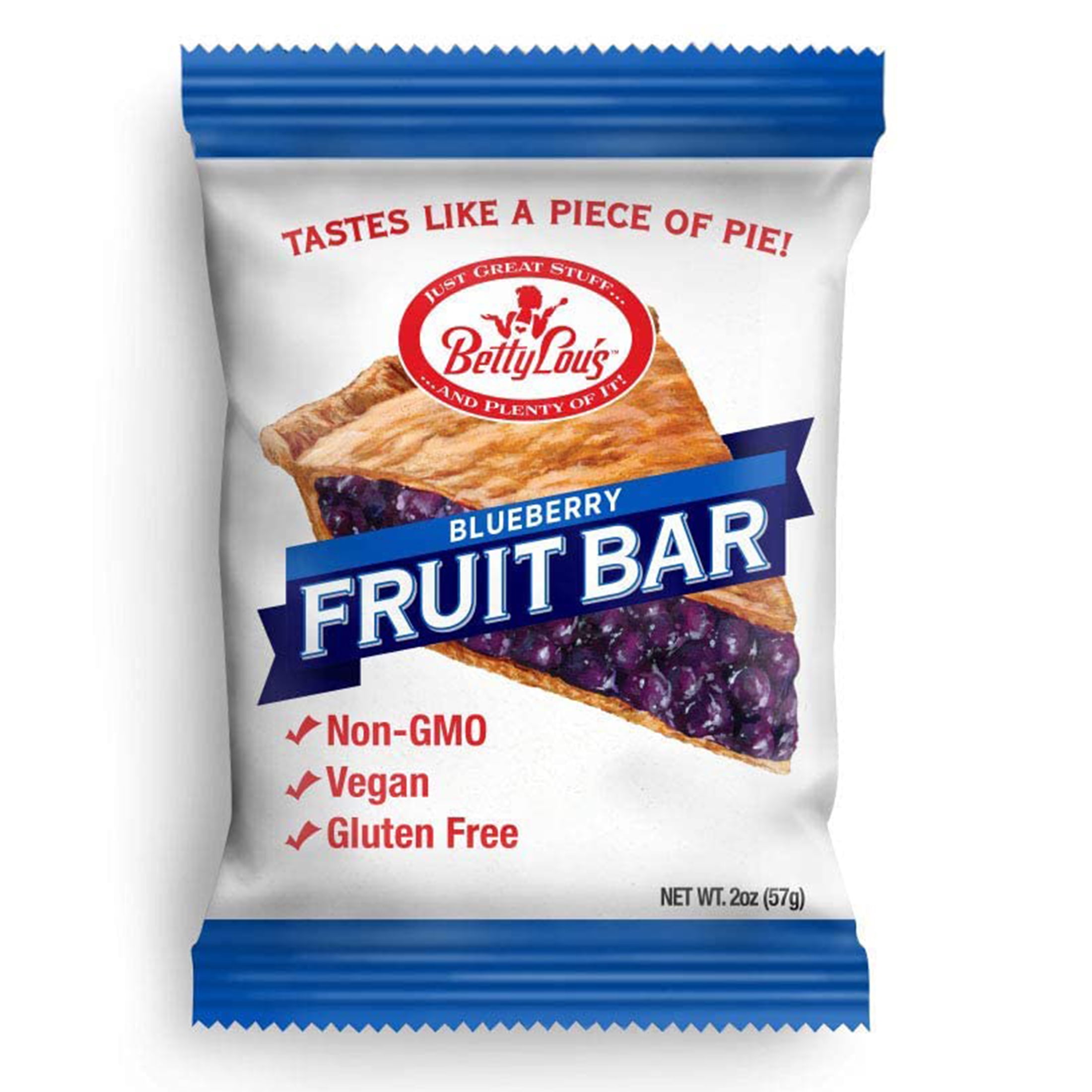 Betty Lou's Blueberry Fruit Bars, Vegan, Gluten Free Snacks 12 Count
