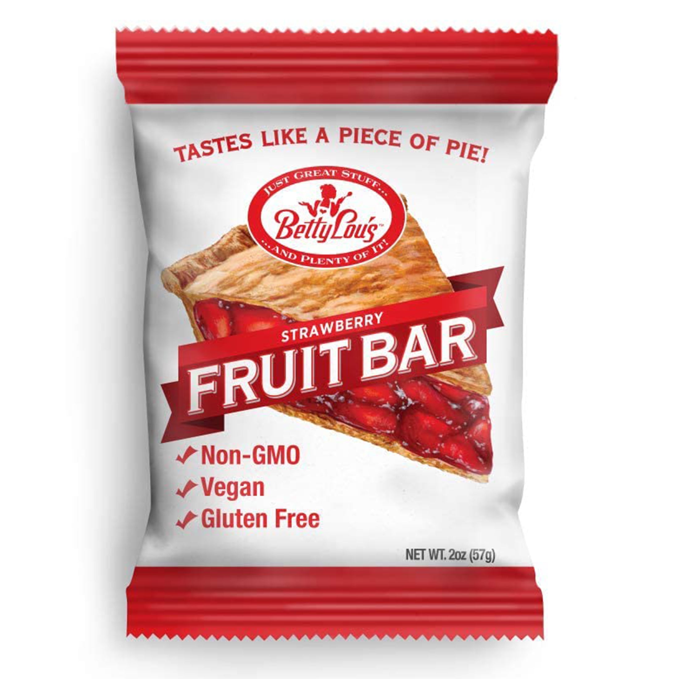 Betty Lou's Strawberry Fruit Bars, Vegan, Gluten Free Snacks 12 Count