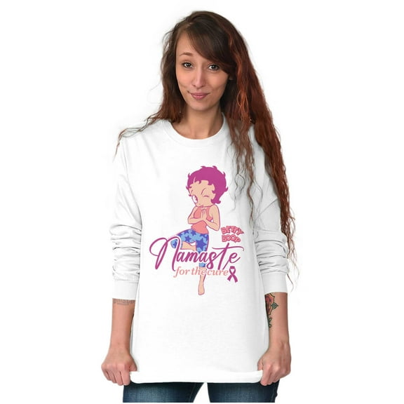 Betty Namaste For Breast Cancer Cure Women's Long Sleeve T Shirt Brisco Brands S
