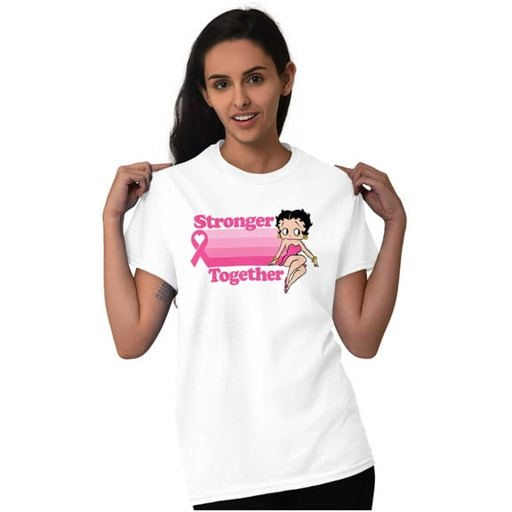 Betty Pink Ribbon Stronger Together Women Plus Size Graphic Tee Tees Brisco Brands 5X