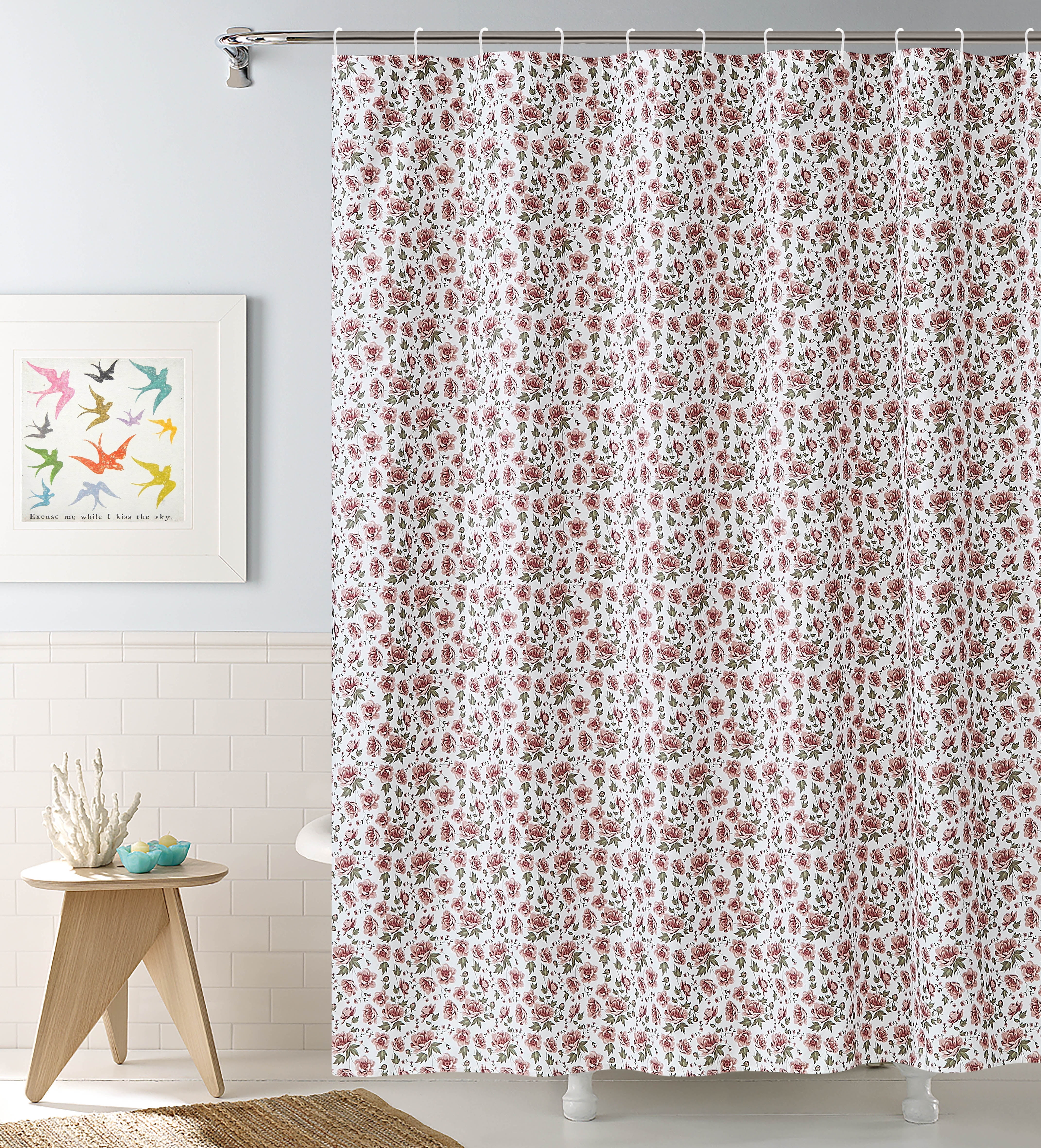 Betty Pink Roses 13-piece Shower Curtain Set