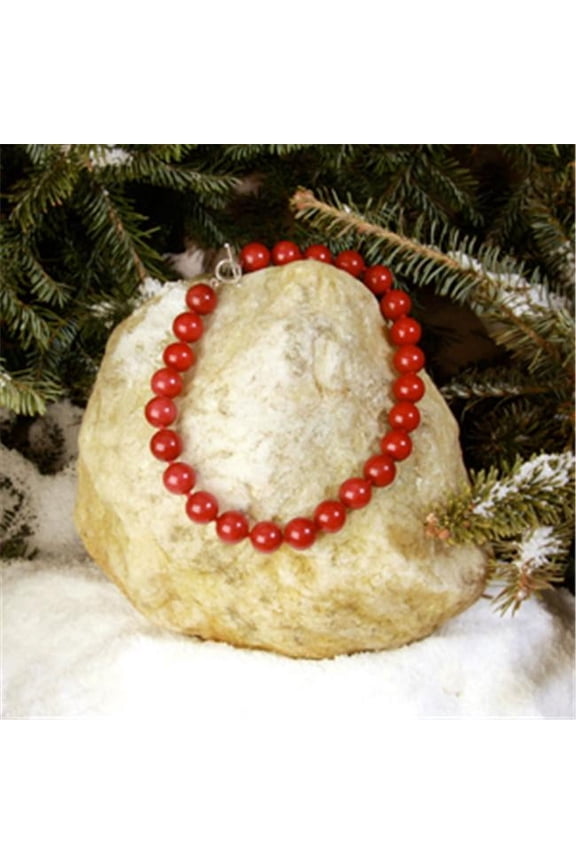 16 in. 16mm Round Dyed Red Jade Necklace - Red - 16 inches