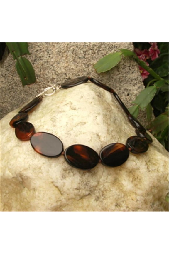 16 in. Flat Oval Agate Necklace 16in.