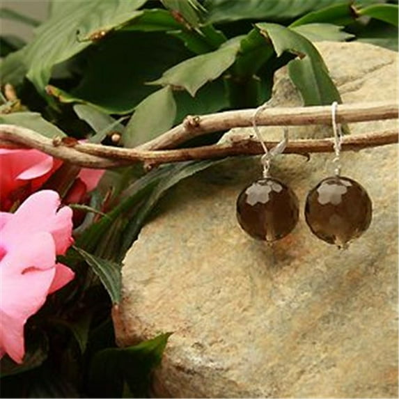 Betty Rocks BERSKQ20118001LB Euro Lever Back 18mm Round Smokey Quartz Earrings