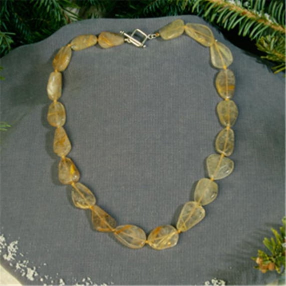 Betty Rocks BNKRTQ133261421T1 21 in. 26 x 14mm Flat Nugget Rutilated Quartz Necklace