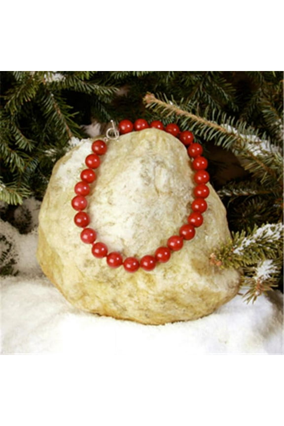 18in. Round Dyed Red Jade Necklace 16mm