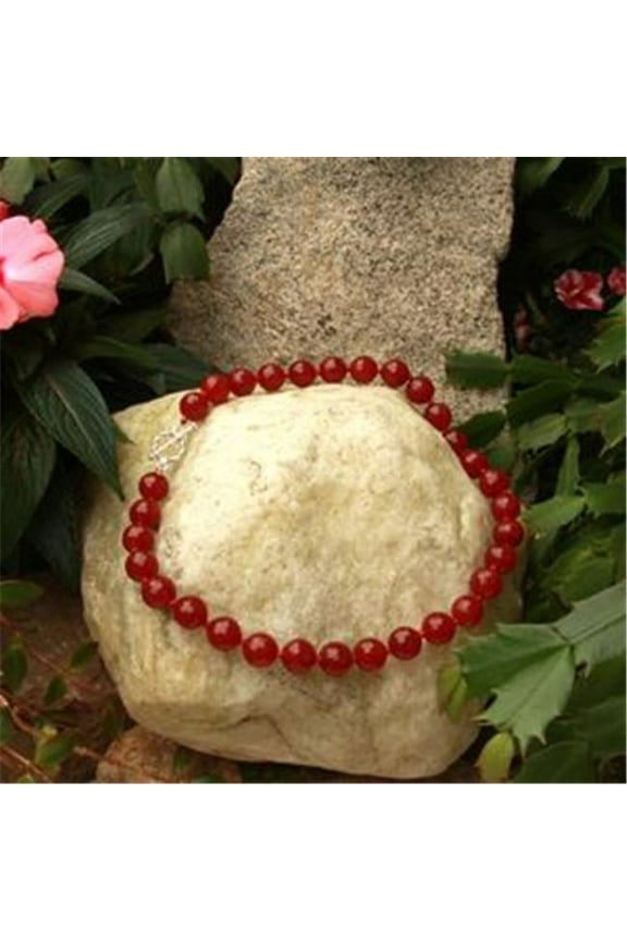 18in. Round Dyed Red Jade Necklace