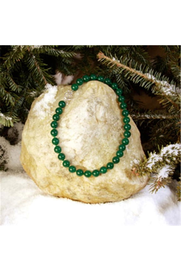 18mm Round Dyed Green Agate Necklace - Green - 18 in.