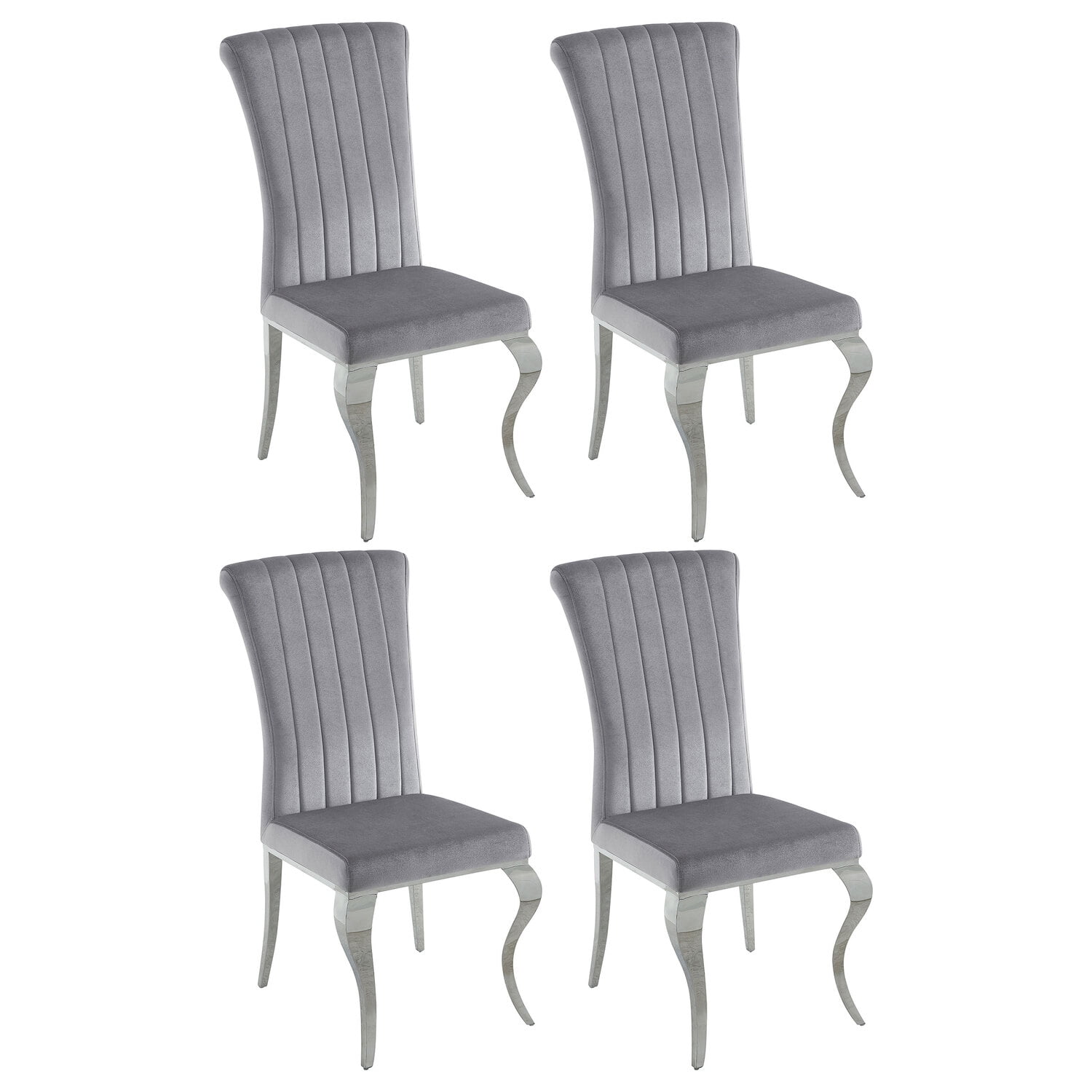 Gray Velvet Upholstered Side Chair with Chrome Legs