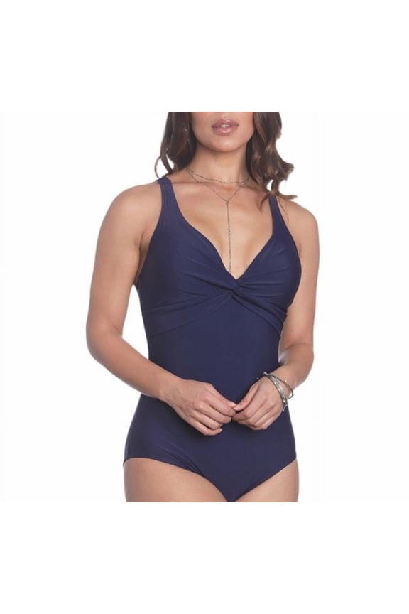 Bungalow Women's Navy Twist One Piece Swimsuit, 10