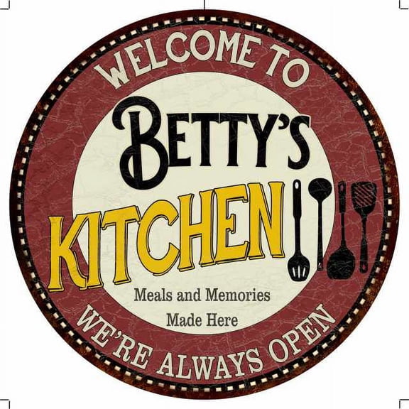 Betty's Kitchen 12" Round Metal Sign Bar Game Room Wall Dco 200120040016