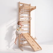 Avenlur Betula Swedish Wall Ladder for Kids – Indoor Wooden Climbing Gym with Slide, Swing, Rope Ladder & Pull-Up Bar – Montessori Wall Gym for Strength, Coordination & Active Play (Ages 3+) (95)