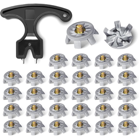Betus 31 Pcs Golf Shoe Spikes Replacement Kit 30 TPU Plastic Cleats with Metal Core & 1 Spike Wrench, 6mm Screw-in Golf Shoe Accessories for Practice and Course Use
