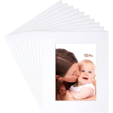 Betus 8x10 White Picture Mats - White Core Bevel Cut Frame Mattes for 5x7 Pictures - Pack of 10