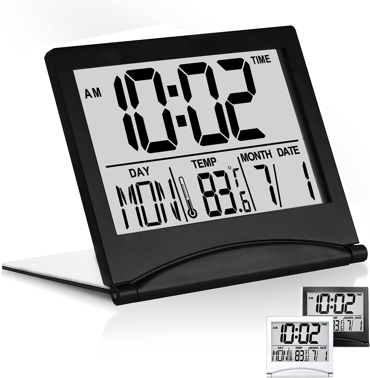 Betus Mini Digital Travel Alarm Clock Time & Date Combo, Compact Desk