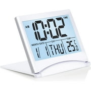 Betus Digital Travel Alarm Clock with White Backlight -Battery Operated Compact Desk Clock