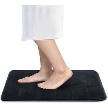 Luxury Memory Foam Bath Mat - Water Absorbent, Super Cozy and Non-Slip Backing - Luxurious Velvet Comfort Bathroom Rug - 17"x24" (Black)