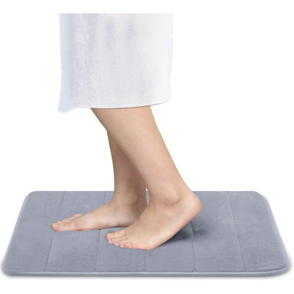 Betus Luxury Memory Foam Bath Mat - Velvet Comfort Bathroom Rug - 17"x24" (Gray)