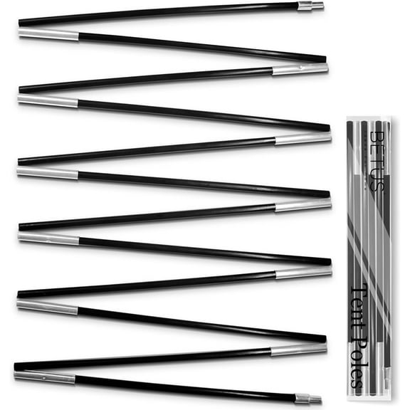 Betus Fibreglass Tent Poles Replacement - Pre-Assembled Black Tent Pole for Hiking & Camping - Easy to Install Outdoor Tent Repair Rod (12Ft)