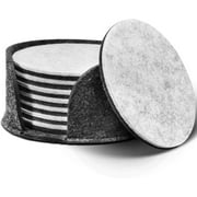 Betus Round Felt Coasters 8pc Bulk Set with Holder - Drink Absorbent, Heat-Resistant, Reusable Saucer Pad for Glasses, Cup, Housewarming Gift & Wedding Supplies