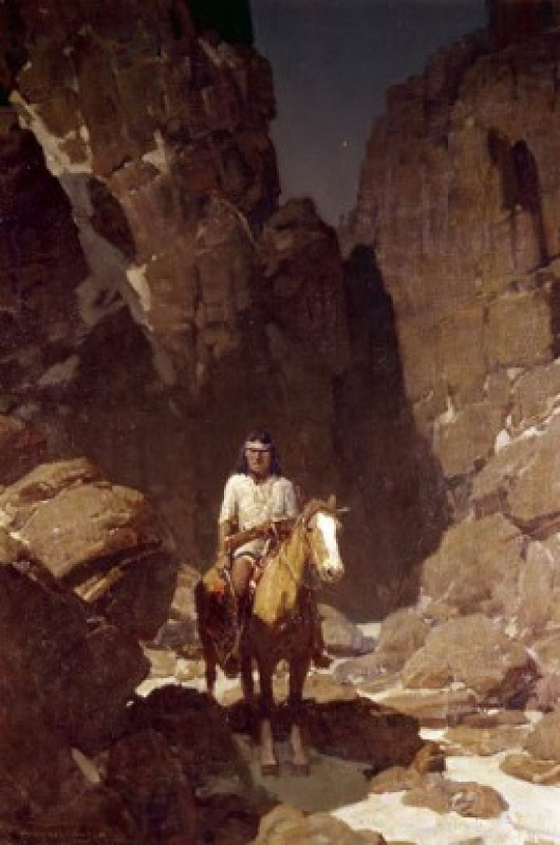 Between Canyon Walls Frank Tenney Johnson (1874-1939 American) Canvas Art - Frank Tenney Johnson (24 x 36)