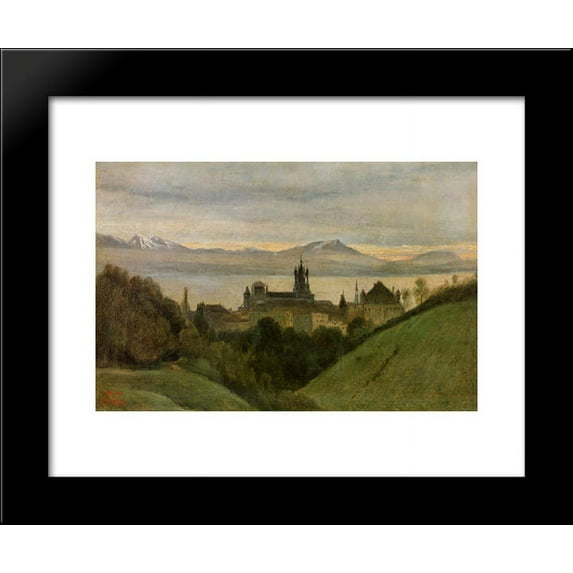 Between Lake Geneva and the Alps 20x24 Framed Art Print by Camille Corot