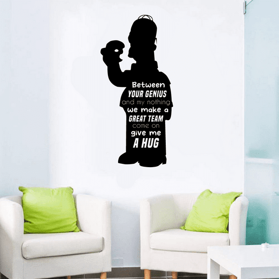 Between Your Genius And My Nothing We Make A Great Team Come On Give Me A Hug - Quote Bart Simpson Silhouette Vinyl Wall Decal Sticker Art Home Room Living Room Nursery Kinder Décor Size(30x12 inch)