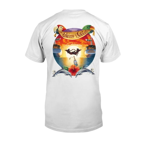 Between the Sheets Sailboat Hammock Tee Shirt w/Relax Chest Logo