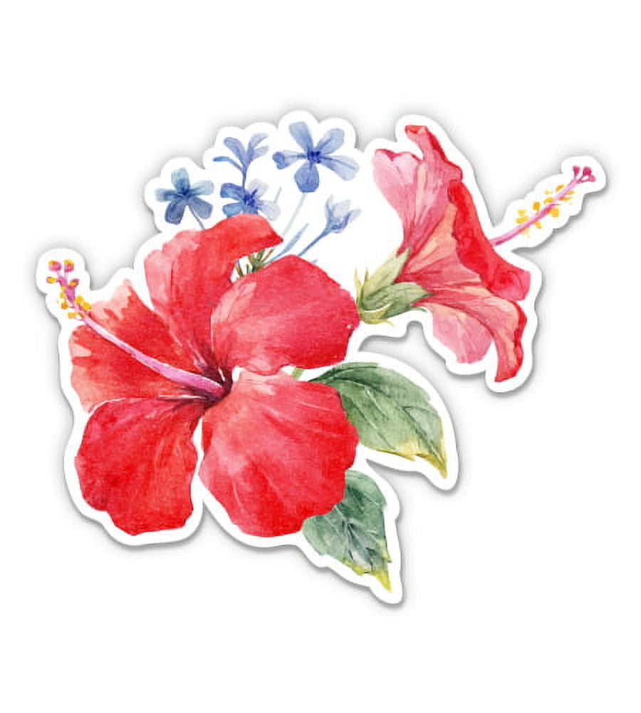 Slap-Art Hibiscus Flower Vinyl Decal Sticker - Hot Pink Gloss, 5.8x6 Inch | For Cars, Laptops, Windows