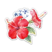 Beuatiful Red Hibiscus Tropical Flowers - 12" Vinyl Sticker Waterproof Decal